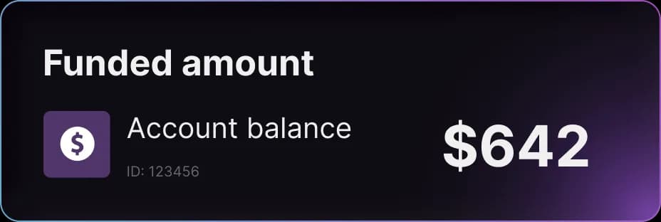 Visual de saldo virtual y funded amount de Polyfunded